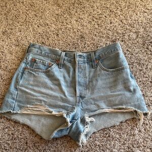 Levi's Light Blue Distressed Jean Shorts